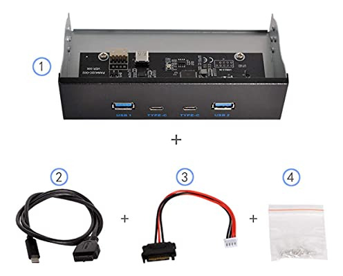 Panel Frontal Chenyang Cy Hub Usb 3.0 Usb-c Tipo C Con Panel