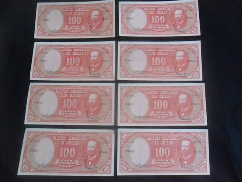 8 Billetes 100 Pesos Correlativos Molina Ibañez