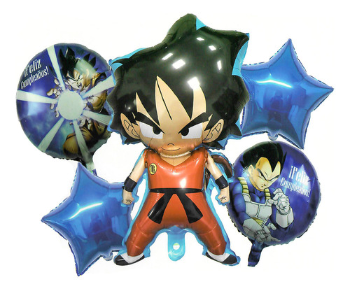 5 Globos Metalicos Goku Dragon Ball Fiesta Decoracion Cumple