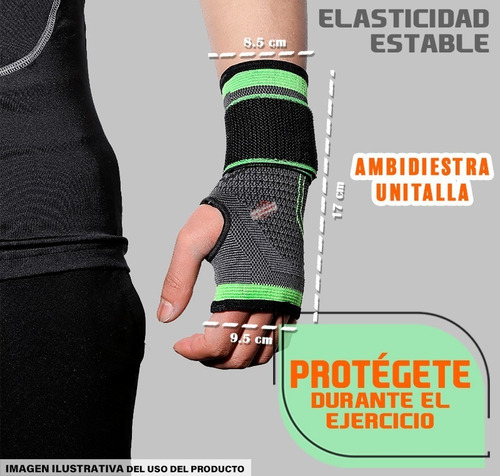 Imagen 2 de 9 de Muñequera Ortopedica Compresion Unisex Crossfit Gym Jb-7208a
