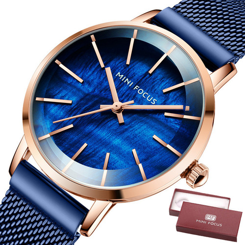 Relojes De Cuarzo Con Cinturón De Malla Mini Focus Mf0257l P Color De La Correa Azul