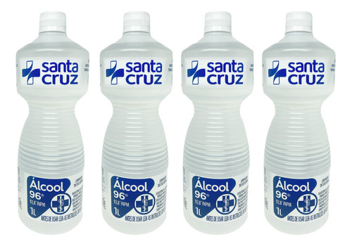 Álcool Etílico 96r Santa Cruz 92,8% 4 L P/ Lareira Ecológica