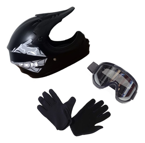 Kit Bicicross Niños Con Casco, Gafas, Guantes 