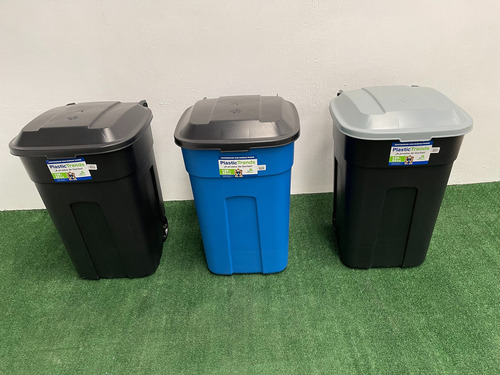 3 X Bote De Basura Tacho 135l Tapa Ruedas Llantas Seguro Pk Color