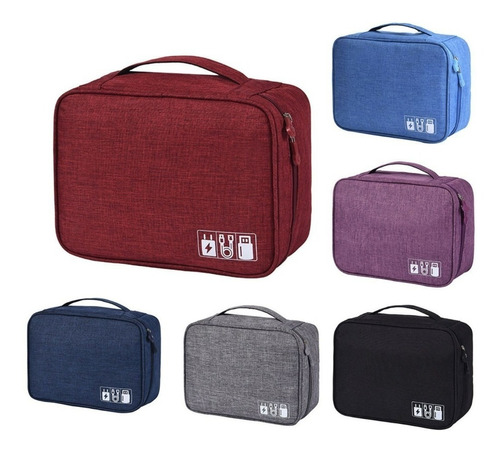 Bolsa Organizadora Portátil Para Armazenamento Fone/cabo Cor Preto