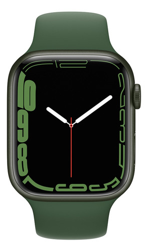 Imagen 2 de 9 de Apple Watch Series 7 (GPS, 45mm) - Caja de aluminio color verde - Correa deportiva verde trébol