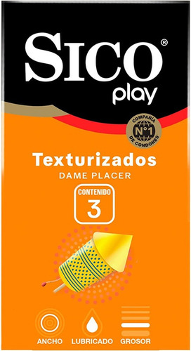 Condones Sico Play Texturizados De Latex Natural 3 Unidades