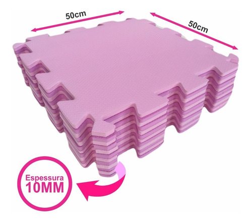 Kit 10 Tatame Tapete Eva Rosa Bebe/pink Infantil 50x50 10mm
