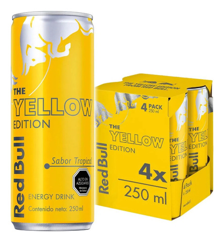 Pack Bebida Energetica Red Bull Tropical 4 Latas 250ml