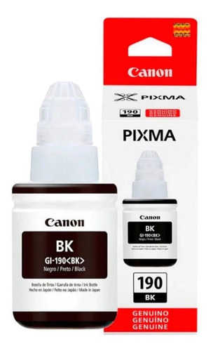 Imagen 1 de 2 de Botella De Tinta Canon Gi-190 G1100 G2100 G3100 Bk Negro