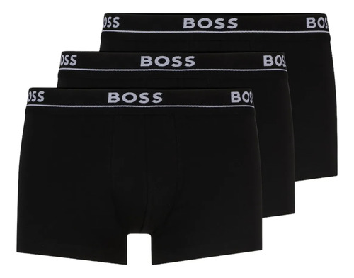 Boxer Trunk Hugo Boss Algodón Elastico 3 Pack Color Negro