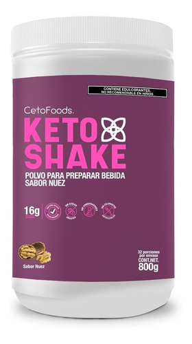 Polvo Para Preparar Malteada Sabor Nuez Sin AzĂșcar 800g