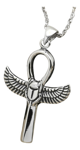 Colgante Cruz Egipcia Ankh En Plata Fina 950, Con Cadena