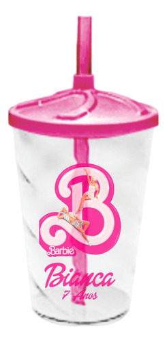 20 Copos Twister C/ Tampa 500ml Barbie/qualquer Tema