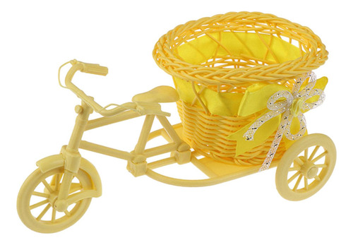 Bicicleta Cesta De Flores Tejidas Artificiales Macetero