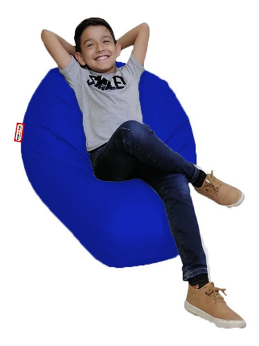 Sillon Puff Pera Mediano Azul Soporta Hasta 80 Kg