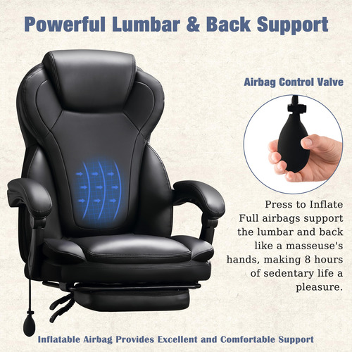 Silla De Oficina Ejecutiva Alta Reclinable Con Reposapiés