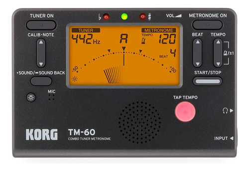 Metrônomo De Sintonizador Korg Tm60bk, Preto, 2 Em 1