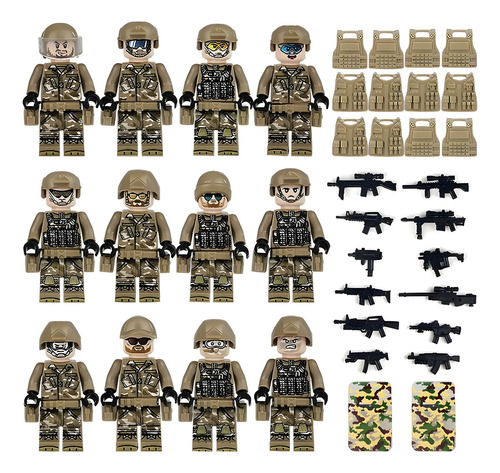 Figurita De Soldado De Combate Aéreo, Terrestre Y Marítimo Color Dorado Oscuro