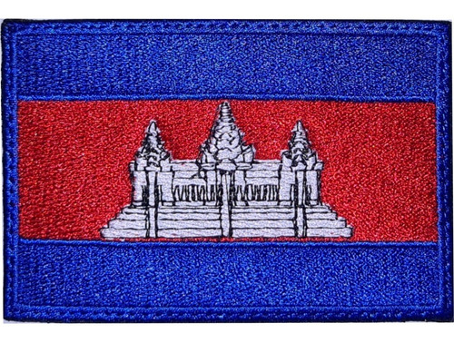 Bandera De Camboya Parche Bordado 9x6 Cm