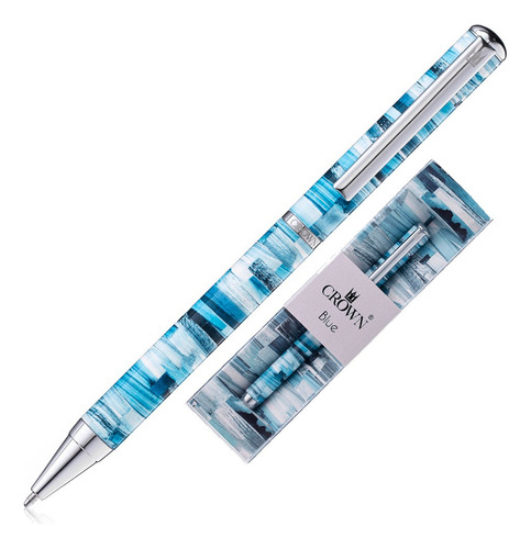 Esferográfica Crown Diamond Ball Pen Esferográfica Cor Azul Exterior Blue Traço Média 0.7 Mm Em Caixa - Unidade De 1 X Unidade