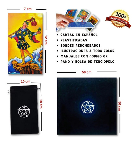Cartas Del Tarot Rider Waite Español + Paño Y Bolsa : Pack