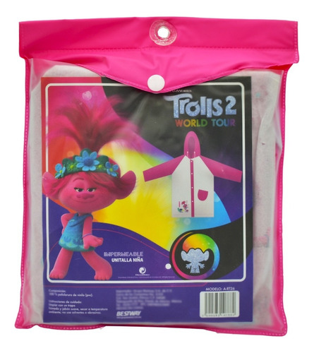 Impermeable Trolls 2 Niña Unitalla Bestway