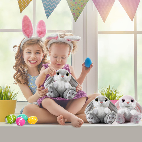 Nleio Peluche De Conejo De Peluche, Conejo De Peluche De 8.. Color Animales De Peluche De Conejo Gris De 8.5 Pulgadas
