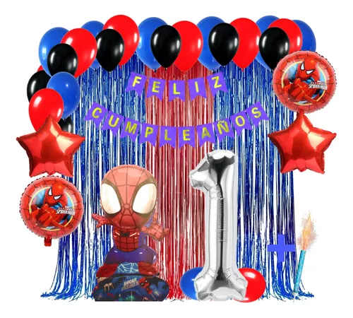 Kit Globos Spider-man Azul Decoración Cumpleaños