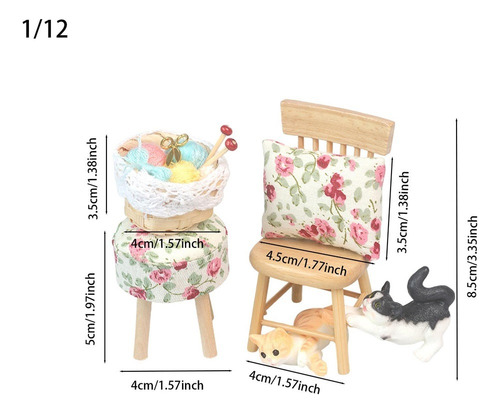 Juego De Sillas En Miniatura Para Casa De Muñecas Estilo A