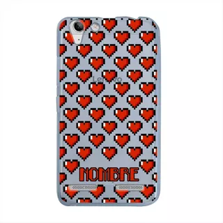 Funda Lenovo K5 K6 Antigolpes Corazones Pixel Personalizada