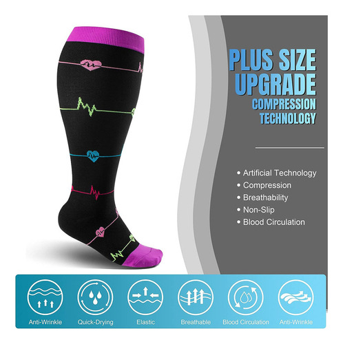 3 Pares De Calcetines De Compresión De Talla Grande, Talla G