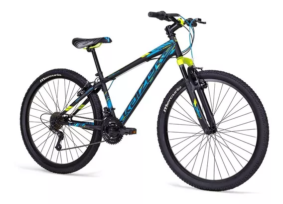 Bicicleta De Montaña Mercurio Kaizer Mtb R26 21 Velocidades Color Negro mate/Azul neón Tamaño del cuadro M