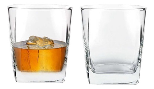 Vaso De Vidrio De Whisky Cuadrado 270ml Pack X 12 Unidades