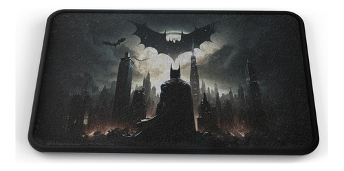 Tapete Batman Espalda Luna Y Ciudad Baño Lavable 40x60cm