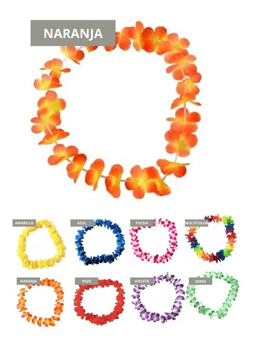 Imagen 3 de 10 de 12 Collar Hawaii Hula Flores Hawaiano 8 Colores Carioca
