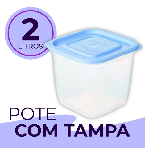 Pote Organizador Transparente Em Plástico 2l Tampa Branca