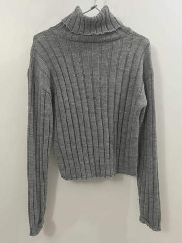 Sweater Polera Gris Mujer Talle Unico M S Cropped Calidad