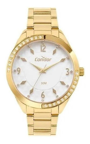 Relógio Condor Feminino Shine Dourado Co2039mtzk4k Cor do fundo Branco
