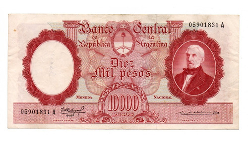 Billete Argentina 10000 Pesos Moneda Nacional Bottero 2187