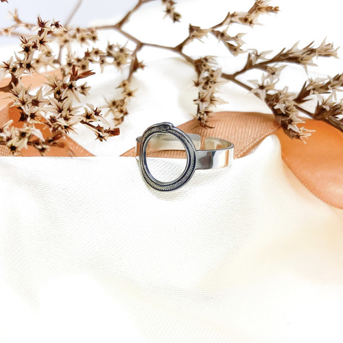 Anillo Ouróboros Serpiente Evolución Cíclica Plata 925 Plata 925 C - Grande Plata 925