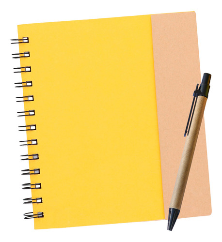 Libreta Ecologica Con Notas Block Boligrafo 70 Hojas Rayadas Color Amarillo