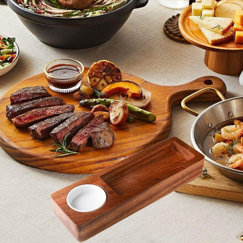 Bandeja Para Servir De Madera De Acacia, Plato Para Salsa