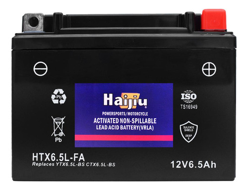 Batería Moto Haijiu Htx6-5l-fa Agm- Gel Libre Mantenimiento