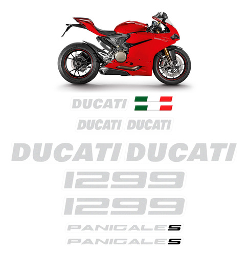 Jogo Adesivos De Moto Ducati 1299 Panigale 2016 Aço Escovado