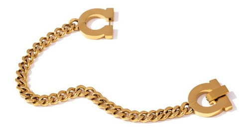 Pulsera Cadena Moderna De Acero Enchapado Oro 18k De Lujo