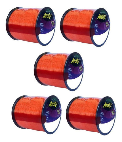 Linha Araty Best Cast 0,45mm Laranja 29,3 Lbs Kit 5 Unidades