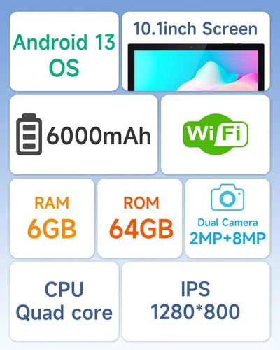 Tablet Pc De 10 Pulgadas, Tablet Pc Android 13, 6gb Ram 64gb