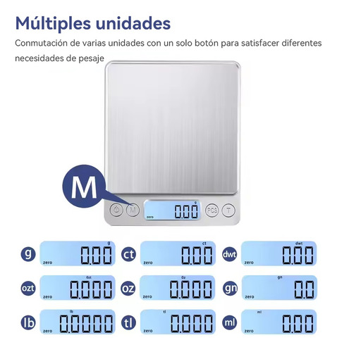 Báscula Digital Con Carga Usb, Pantalla Lcd Y 2 Bandejas