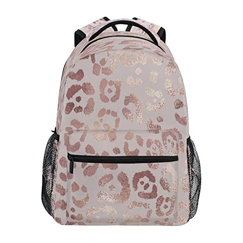 Mochila De Oro Rosa Con Estampado De Guepardo Con Estampado